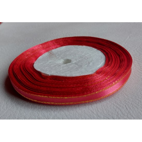 Лента атласная с люрексом 0,6 см*25 ярдов цв. темно-розовый, цена за катушку